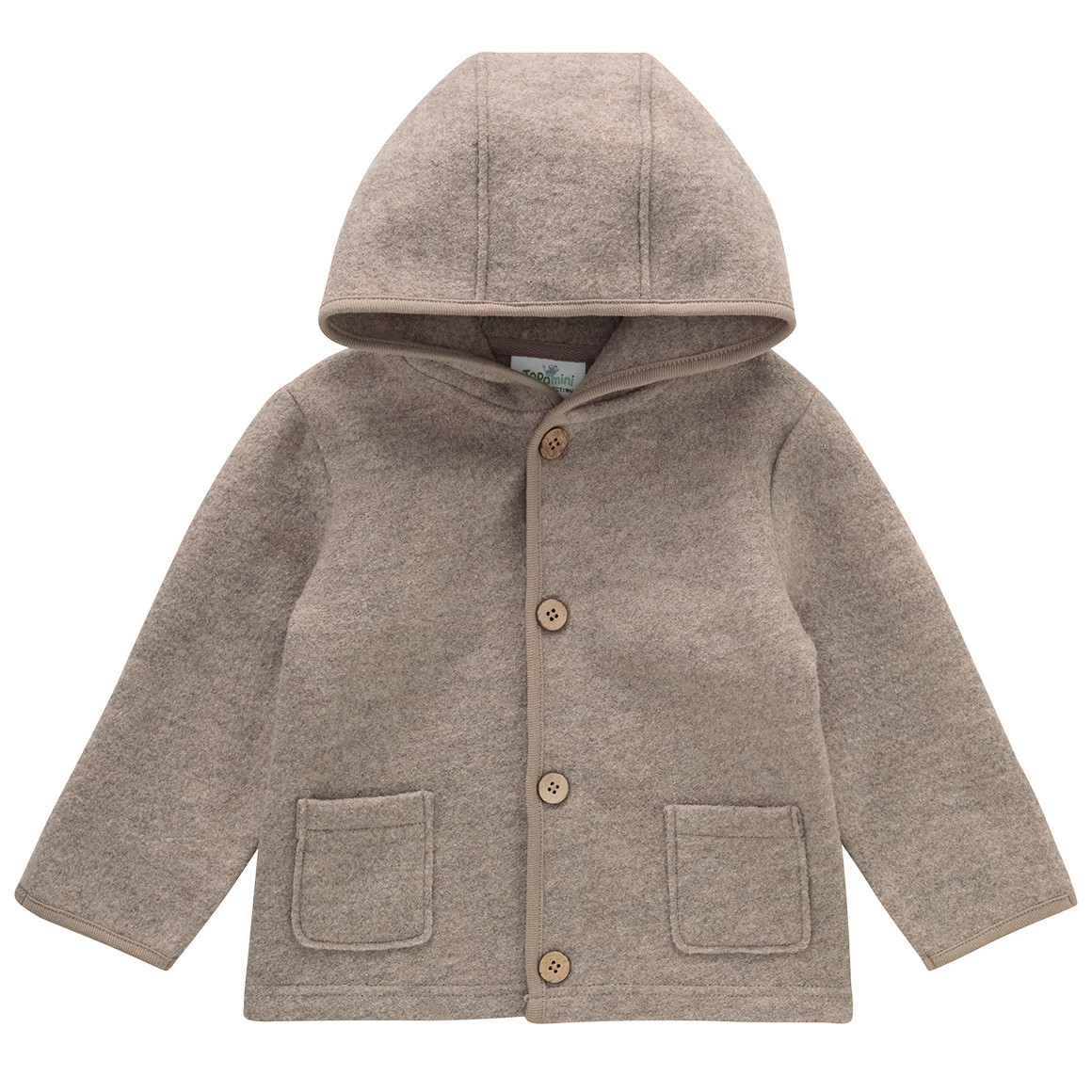 Baby wool fleece jacket with fold-over cuffs