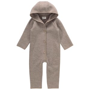 Newborn wool fleece overall with fold-over cuffs