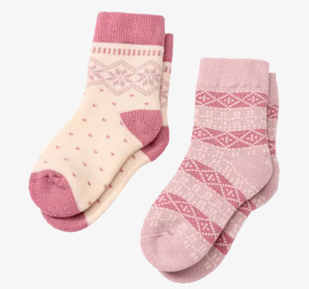 Thermal socks with Norwegian pattern, pink, size 23/26, 2 pieces